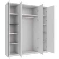 Wickes Claydon White Slab 6 Cabinet Quad Wardrobe with Rail, Shelves, Plinth & Panels - 2333 x 2036mm
