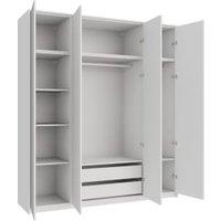Wickes Claydon White Slab 6 Cabinet Quad Wardrobe with Shelves, Drawers, Plinth & Panels - 2333 x 2036mm