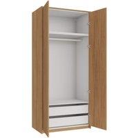 Wickes Claydon Oak Slab Double Wardrobe with Rail, Drawers, Plinth & Panels - 2333 x 1036mm