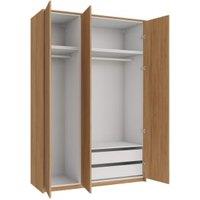 Wickes Claydon Oak Slab Triple Wardrobe with Drawers, Shelves, Plinth & Panels - 2333 x 1536mm
