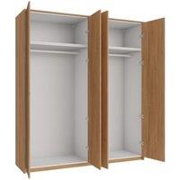 Wickes Claydon Oak Slab 4 Cabinet Quad Wardrobe with Rail, Plinth & Panels - 2333 x 2036mm