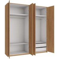 Wickes Claydon Oak Slab 4 Cabinet Quad Wardrobe with Shelves, Drawers, Plinth & Panels - 2333 x 2036mm