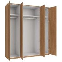 Wickes Claydon Oak Slab 6 Cabinet Quad Wardrobe with Rail, Plinth & Panels - 2333 x 2036mm