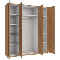 Wickes Claydon Oak Slab 6 Cabinet Quad Wardrobe with Rail, Shelves, Plinth & Panels - 2333 x 2036mm