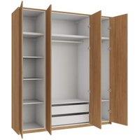 Wickes Claydon Oak Slab 6 Cabinet Quad Wardrobe with Shelves, Drawers, Plinth & Panels - 2333 x 2036mm