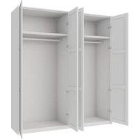 Wickes Ashland White Shaker 4 Cabinet Quad Wardrobe with Rail, Plinth & Panels - 2333 x 2036mm
