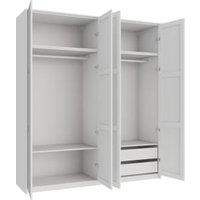 Wickes Ashland White Shaker 4 Cabinet Quad Wardrobe with Shelves, Drawers, Rail, Plinth & Panels - 2333 x 2036mm