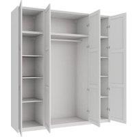 Wickes Ashland White Shaker 6 Cabinet Quad Wardrobe with Shelves, Plinth & Panels - 2333 x 2036mm
