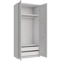 Wickes Ashland Grey Shaker Double Wardrobe with Drawers, Rail, Plinth & Panels - 2333 x 1036mm