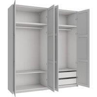 Wickes Ashland Grey Shaker 4 Cabinet Quad Wardrobe with Shelves, Drawers, Plinth & Panels - 2333 x 2036mm