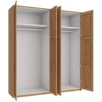 Wickes Ashland Oak Shaker 4 Cabinet Quad Wardrobe with Rail, Plinth & Panels - 2333 x 2036mm