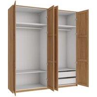 Wickes Ashland Oak Shaker 4 Cabinet Quad Wardrobe with Shelves, Drawers, Plinth & Panels - 2333 x 2036mm