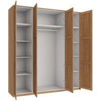 Wickes Ashland Oak Shaker 6 Cabinet Quad Wardrobe with Rail, Shelves, Plinth & Panels - 2333 x 2036mm