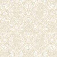 Hoopla Ogee Damask Natural Matt Wallpaper - 10m