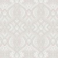 Hoopla Ogee Damask Grey Matt Wallpaper - 10m