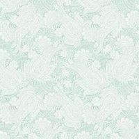 Hoopla Paisley Duck Egg Blue Matt Wallpaper - 10m