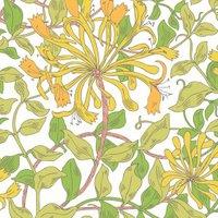 Hoopla Honeysuckle Leaf Trail Sunshine Yellow Matt Wallpaper - 10m