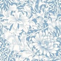 Hoopla Chrysanthemum Wedgewood Blue Matt Wallpaper - 10m