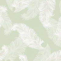 Hoopla Feathers Sage Green Matt Wallpaper - 10m