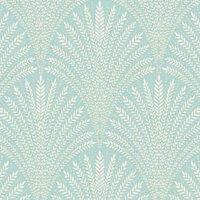 Hoopla Leaf Fan Duck Egg Blue Matt Wallpaper Sample