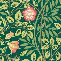 Hoopla Rosehip Trail Forest Green Matt Wallpaper Sample
