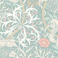 Hoopla Seaweed Garden Seafoam Matt Wallpaper Sample