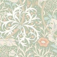 Hoopla Seaweed Garden Sage & Apricot Matt Wallpaper Sample