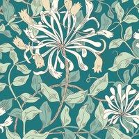Hoopla Honeysuckle Leaf Trail Dark Jade Matt Wallpaper Sample