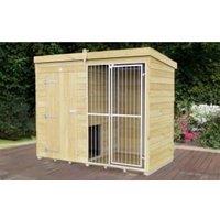 DIY Sheds Timber Dog Kennel And Run (Full Height With Bars) 8 x 4 ft