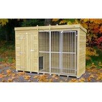 DIY Sheds Timber Dog Kennel And Run (Full Height With Bars) 10 x 4ft