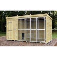 DIY Sheds Timber Dog Kennel And Run (Full Height With Bars) 12 x 6ft