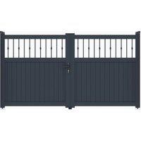 Readymade Black Aluminium Vertical Mixed Infill Double Swing Gate - 3000 x 1600mm