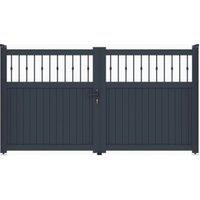 Readymade Black Aluminium Vertical Mixed Infill Double Swing Gate - 4500 x 1600mm