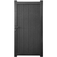 Readymade Black Vertical Composite Infill with Aluminium Frame Pedestrian Gate - 800 x 1800mm