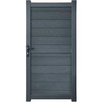 Readymade Anthracite Grey Horizontal Composite Infill with Aluminium Frame Pedestrian Gate - 950 x 1800mm