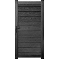 Readymade Black Horizontal Composite Infill with Aluminium Frame Pedestrian Gate - 1100 x 1800mm