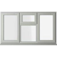 Crystal uPVC Agate Grey Left and Right Hand Side Hung Top Opener Over a Clear Double Glazed Fixed Light Window - 1770 x 965mm