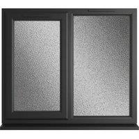 Crystal uPVC Black Left Hand Side Hung Next to a Fixed Light Obscure Double Glazed Window - 1190 x 1190mm