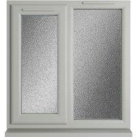 Crystal uPVC Agate Grey Left Hand Side Hung Next to a Fixed Light Obscure Double Glazed Window - 905 x 965mm