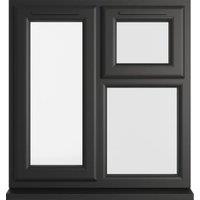 Crystal uPVC Black Left Hand Side Hung Next to a Top Opener Over a Fixed Light Clear Double Glazed Window - 905 x 965mm