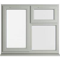 Crystal uPVC Agate Grey Left Hand Side Hung Next to a Top Opener Over a Fixed Light Clear Double Glazed Window - 1190 x 1115mm