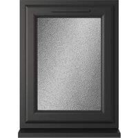 Crystal uPVC Black Right Hand Side Hung Obscure Double Glazed Window - 610 x 820mm