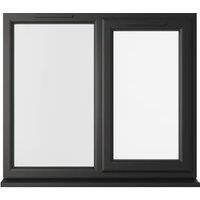 Crystal uPVC Black Right Hand Side Hung Next to a Fixed Light Clear Double Glazed Window - 1190 x 1190mm