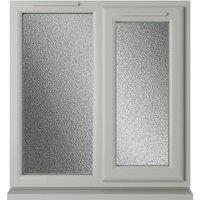 Crystal uPVC Agate Grey Right Hand Side Hung Next to a Fixed Light Obscure Double Glazed Window - 905 x 965mm