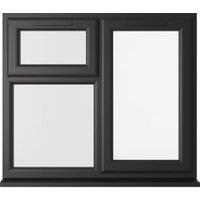 Crystal uPVC Black Right Hand Side Hung Next to a Top Opener Over a Fixed Light Clear Double Glazed Window - 1190 x 1190mm