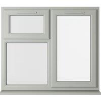 Crystal uPVC Agate Grey Right Hand Side Hung Next to a Top Opener Over a Fixed Light Clear Double Glazed Window - 1190 x 965mm