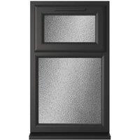 Crystal uPVC Black Top Hung Opener Over Fixed Light Obscure Double Glazed Window - 610 x 1190mm