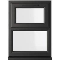 Crystal uPVC Black Top Hung Opener Over Fixed Light Clear Double Glazed Window - 610 x 820mm