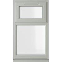 Crystal uPVC Agate Grey Top Hung Opener Over Fixed Light Clear Double Glazed Window - 610 x 1115mm