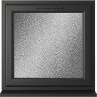 Crystal uPVC Black Top Opener Obscure Double Glazed Window - 610 x 610mm